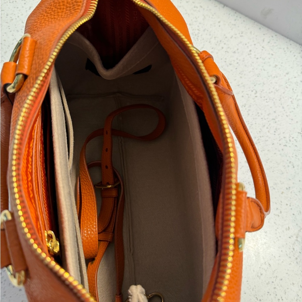 Prada Orange Leather Satchel with Shoulder Strap - Picture 6 of 6